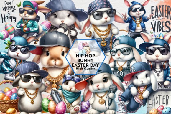 Download Hip Hop Bunny Easter Day Clipart PNG - Premium Bundle