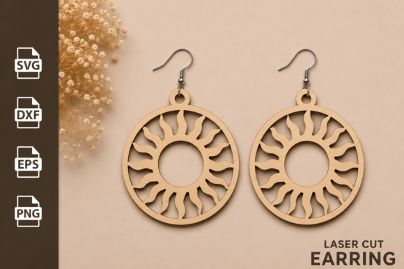 Download Sun Earring Laser Cut Files SVG - Laser cut file Collection