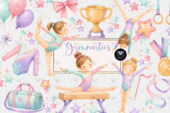 Download Gymnastics Girl Watercolor Clipart - Watercolor clipart Collection