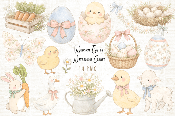 Download Whimsical Easter Watercolor Clipart - Watercolor clipart Collection