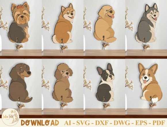 Download Dog Key Holder Laser Cut File SVG Bundle - Laser cut file Collection