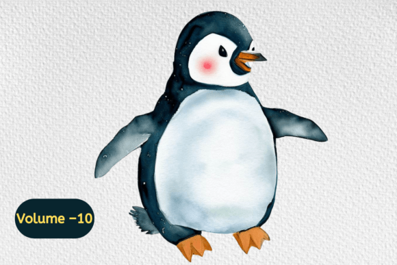 Download Cute Penguins Watercolor Clipart Vol–10 - Watercolor clipart Collection