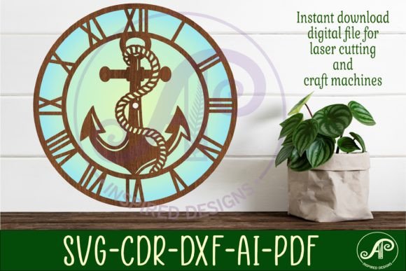 Download Anchor Wall Clock Laser Cut Files, SVG - Laser cut file Collection