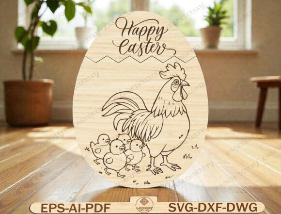 Download Chicken Easter Egg Sign Laser Cut File - Laser cut file Collection