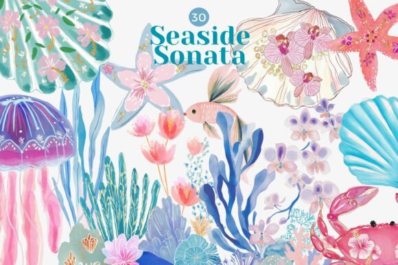 Download Coastal Watercolor Clipart Bundle - Watercolor clipart Collection